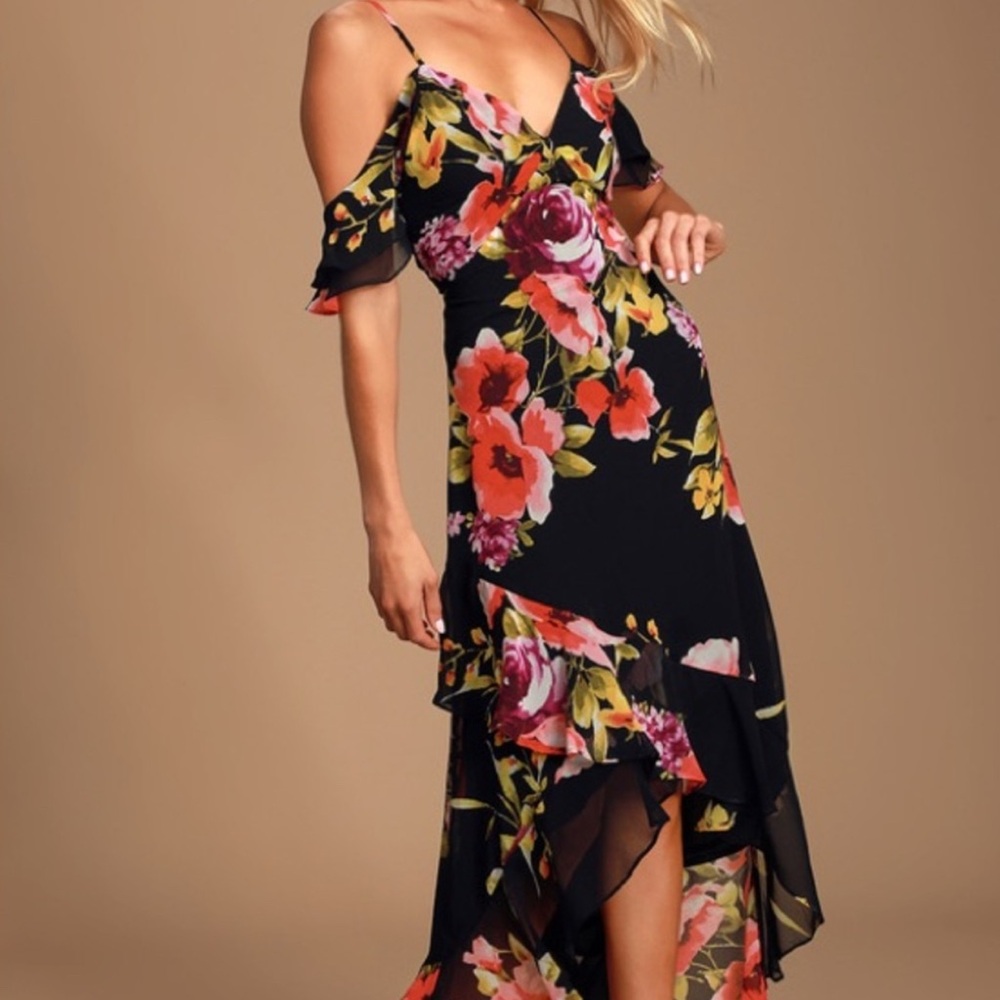 Floral Black Dress Lulu’s love in bloom